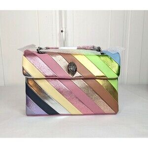 Kurt Geiger London Kensington Multicolor Striped Leather Chain Shoulder Bag NWT